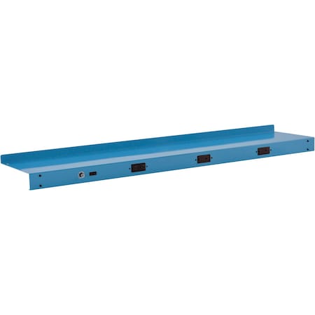 Global Industrial Steel Upper Shelf W/ 3 Duplex Outlets, 72inW x 12inD, Blue 249296CBL